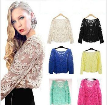 Camisa blusa floral lace crochet